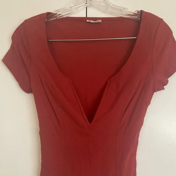 NWOT FREE PEOPLE Intimately Women’s Bodysuit Deep Conversations Sunset Red - Picture 9 of 14